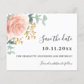 Roos gouden bloemenverjaardag Save the Date kaart (Voorkant)