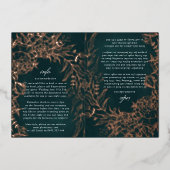 Roos Gouden Bloemkrans Smaragd TWEE Folie Info Kaa Folie Uitnodiging (Voorkant)