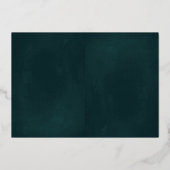 Roos Gouden Bloemkrans Smaragd TWEE Folie Info Kaa Folie Uitnodiging (Achterkant)