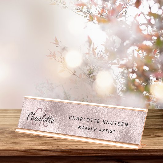 Roos gouden bloesem modern professioneel bureau naambordje