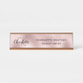 Roos gouden bloesem modern professioneel bureau naambordje (Voorkant)