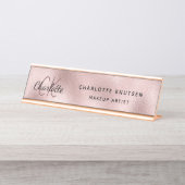 Roos gouden bloesem modern professioneel bureau naambordje (Voorkant)