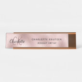 Roos gouden bloesem modern professioneel bureau naambordje (Voorkant)