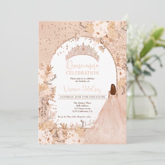 Roos gouden bloesvogel kaart (Staand voorkant)