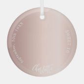 Roos gouden blos aangepaste foto Sweet 16 Glas Ornament (Voorkant)