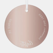 Roos gouden blos aangepaste foto Sweet 16 Glas Ornament (Achterkant)