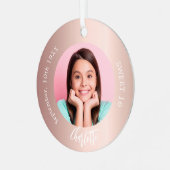 Roos gouden blos aangepaste foto Sweet 16 Metalen Ornament (Voorkant links)