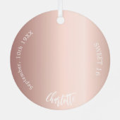 Roos gouden blos aangepaste foto Sweet 16 Metalen Ornament (Achterkant)