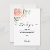 Roos gouden blos bloemen eucalyptus groen bedankkaart (Voorkant)