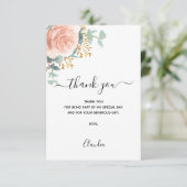 Roos gouden blos bloemen eucalyptus groen bedankkaart (Staand voorkant)