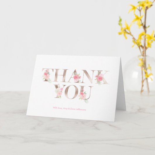 Roos gouden blos bloemenbedankkaart kaart (Gele Bloem)