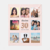 Roos gouden blos foto collage naam 30e verjaardag fleece deken (Voorkant)