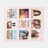 Roos gouden blos foto collage naam 30e verjaardag fleece deken (Voorkant (Horizontaal))