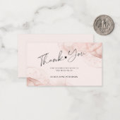 Roos gouden blozen baby shower bedankt notitiekaartje (Voorkant / Achterkant in situ)