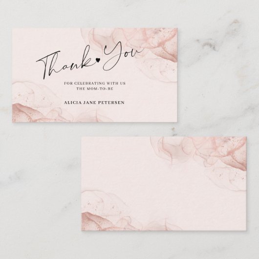 Roos gouden blozen baby shower dank u klein informatiekaartje (Voorkant / Achterkant)