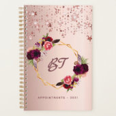 Roos gouden blozen florals sterren monogram planner (Voorkant)
