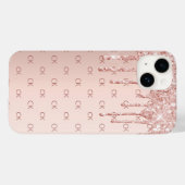 Roos gouden blozen glitter druppelt monogram initi Case-Mate iPhone case (Achterkant (horizontaal))
