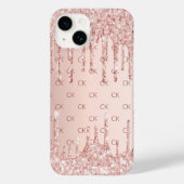 Roos gouden blozen glitter druppelt monogram initi Case-Mate iPhone case (Achterkant)