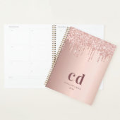 Roos gouden blozen glitter druppelt monogram planner (Display)