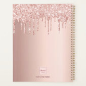 Roos gouden blozen glitter druppelt monogram planner (Achterkant)