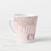 Roos gouden blozen initiaal glitter monogram latte mok (Linkerhoek)