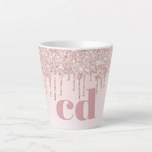 Roos gouden blozen initiaal glitter monogram latte mok
