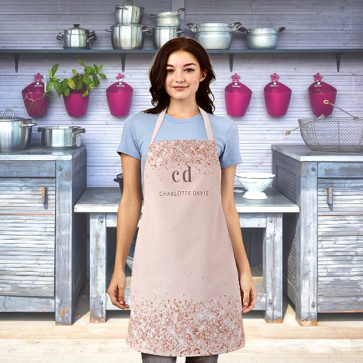 Roos gouden blozen initiaal naam glitter monogram schort
