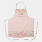 Roos gouden blozen initiaal naam glitter monogram schort (Voorkant)