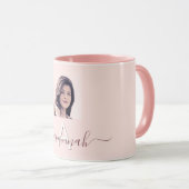 Roos gouden blozen monogram initiaal naam foto mok (Voorkant rechts)