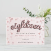 Roos Gouden Blush Ballonnen & Glitter 18e Verjaard Kaart (Staand voorkant)