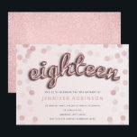 Roos Gouden Blush Ballonnen & Glitter 18e Verjaard Kaart<br><div class="desc">Roos Gold Blush Pink Balloon Letters Glitter Confetti 18e verjaardag Uitnodiging sjabloon.</div>