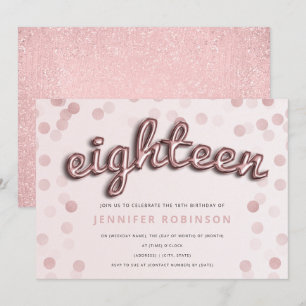 Roos Gouden Blush Ballonnen & Glitter 18e Verjaard Kaart