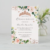 Roos Gouden Blush Bloemen Swirl Quinceanera Folie Uitnodiging (Staand Voorkant)