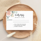 Roos gouden blush bloemenbruiloft reactie RSVP Notitiekaartje