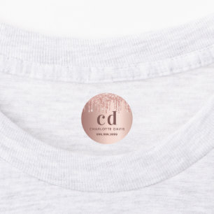 Roos gouden blush druppels monogram initialen labels