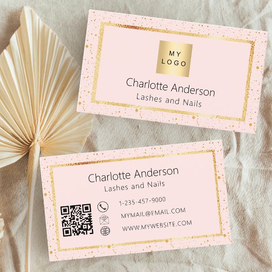 Roos gouden blush elegant logo modern QR code Visitekaartje