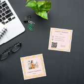 Roos gouden blush elegante foto QR code Vierkante Visitekaartje