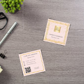 Roos gouden blush elegante logo QR code Vierkante Visitekaartje