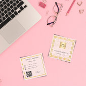 Roos gouden blush elegante logo QR code Vierkante Visitekaartje