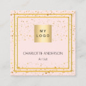 Roos gouden blush foto logo QR code Vierkante Visitekaartje (Voorkant)
