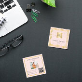 Roos gouden blush foto logo QR code Vierkante Visitekaartje
