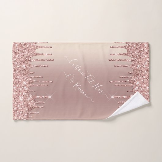 Roos gouden blush glitter aangepaste tekst badhand bad handdoek (Handdoek)