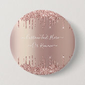 Roos gouden blush glitter aangepaste tekst Button  (Voorkant)