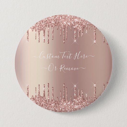 Roos gouden blush glitter aangepaste tekst Button  (Voorkant)
