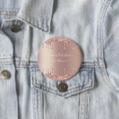 Roos gouden blush glitter aangepaste tekst Button  (In situ)