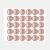 Roos gouden blush glitter aangepaste tekst cadeau  labels (Vel)