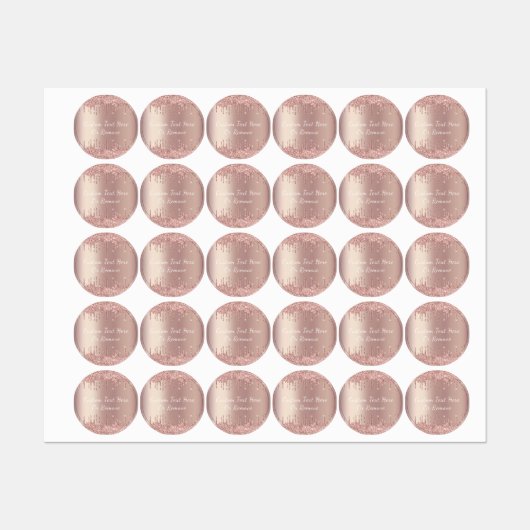 Roos gouden blush glitter aangepaste tekst cadeau  labels (Vel)