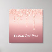 Roos gouden blush glitter aangepaste tekst canvas (Voorkant)