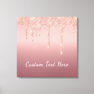 Roos gouden blush glitter aangepaste tekst canvas afdruk