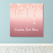 Roos gouden blush glitter aangepaste tekst canvas  afdruk (Insitu (Houten vloer))